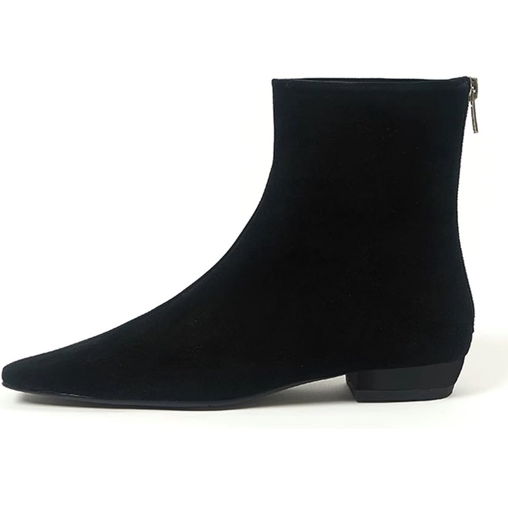 Stylish Square Toe Suede Comfort Casual Low Flat Heel Dress Chelsea Ankle Bootie